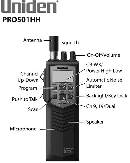 Unidne PRO501HH Compact 40 Channel Handheld CB Radio