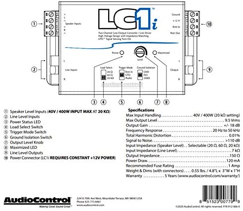 AUDIOCONTROL LC1I Two-Channel Line-output Converter