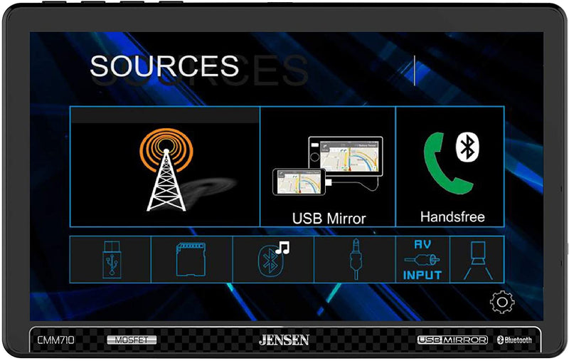 Jensen CMM10 10.1" LED Single DIN Touchscreen Multimedia Receiver with USB Screen Mirroring