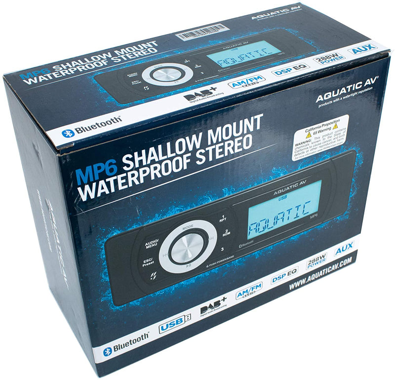 Aquatic AV MP6 Shallow Mount Waterproof Marine Stereo