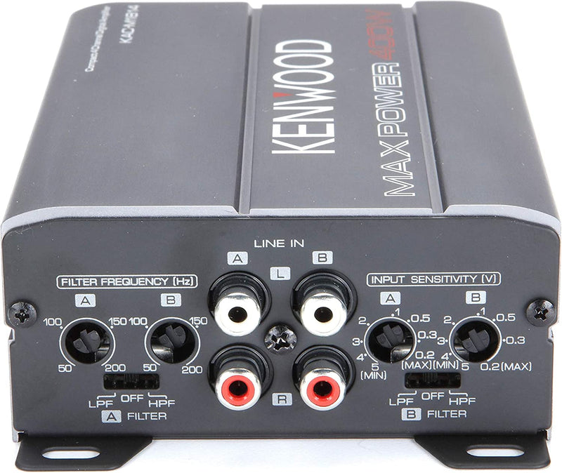 Kenwood KAC-M1814 4-Channel Compact Bridgeable Marine/Motorsports 400W Max Power Digital Amplifier