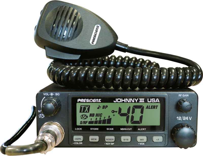 PRESIDENT ELECTRONICS Johnny III 12-24 Volt 40 Channel Mobile CB Radio