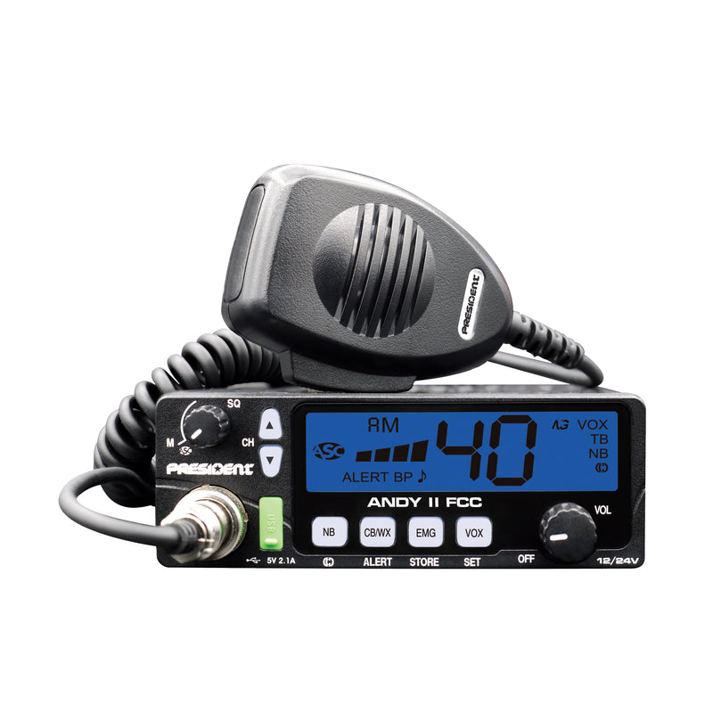 President Electronics ANDY II FCC 12-24 VDC 40 Channel CB Radio