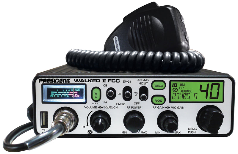 President Electronics WALKER II FCC AM Transceiver CB Radio, 40 Channels